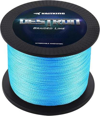 KastKing Destron Braided Fishing Line, Highly Abrasion Resistant, Improved Knot Strength, Ultra-Thin Diameter Superline, Zero Stretch & Memory, CFT “Color Fast Technology”, 75% Thinner Than Mono