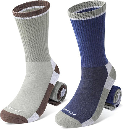 Wool Hiking Socks for Men - Women Lightweight Crew Merino Wool Socks with Cushion for Camping Hunting Work,4 pack