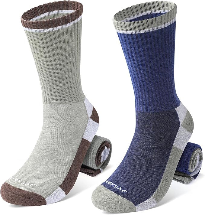 Wool Hiking Socks for Men - Women Lightweight Crew Merino Wool Socks with Cushion for Camping Hunting Work,4 pack