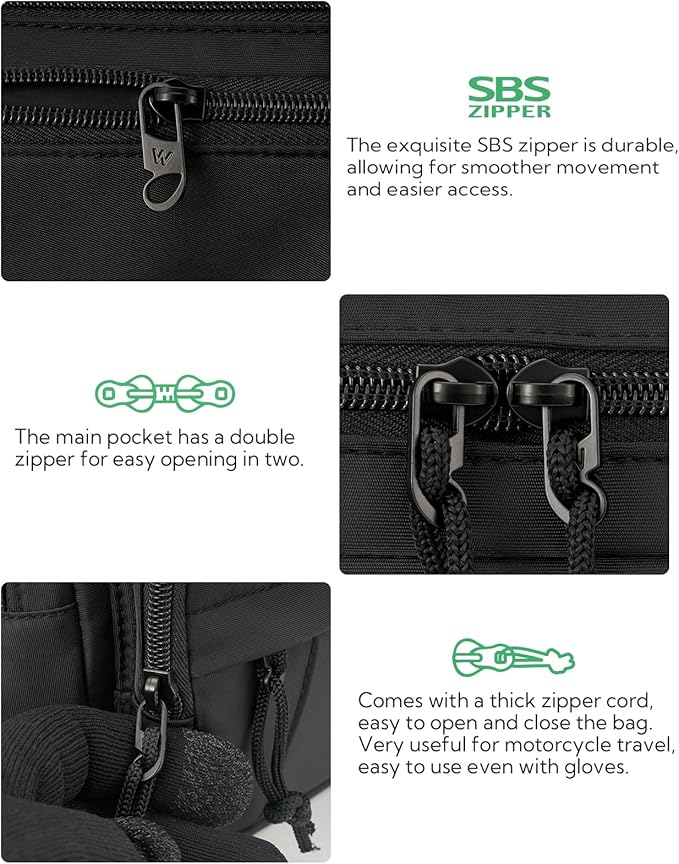 WATERFLY Fanny Pack Waist Packs: Large Crossbody Fanny Packs for Women Men with 5 Zipper Pockets Adjustable Strap Waist Bags Hip Pack for Traveling Cycling Running Hiking-Black