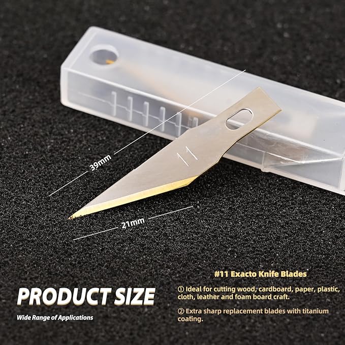 EHDIS Precision Craft Hobby Knife Blades # 11 Titanium Coated Blade Refill Hobby Art Blades Cutting Tool with Storage Case for Craft, Hobby, Scrapbooking, Stencil-20 Pack (Pack of 20)