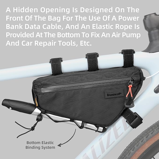 Rhinowalk Bicycle Front Frame Bag Waterproof Bicycle Bag 1.7L Cycling Accessories Nylon Pack Pouch for MTB Road Bike Cycling Commuting and Outdoor Adventures