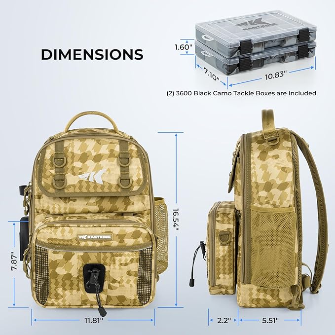 KastKing BaitSpace Fishing Sling Bag, Fishing Backpack with Rod & Beverage Holder, Tackle Bag for Fishing Gear