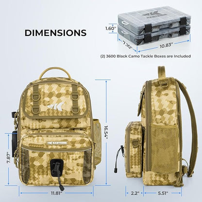 KastKing BaitSpace Fishing Sling Bag, Fishing Backpack with Rod & Beverage Holder, Tackle Bag for Fishing Gear