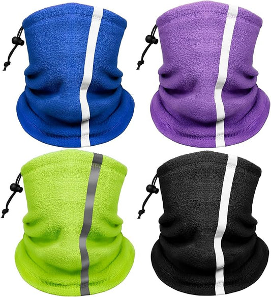 Winter Neck Warmer Gaiter for Men: 4 Pack Reflective Face Mask Cover Hi Vis Balaclava for Outdoor Work Sports Safety