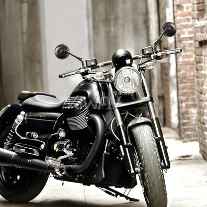 KiWAV Motorcycle Mirrors Aluminum Retro 4 Inches Round Matte Black Convex 10mm 5/16 Inches Bolts Pack of a Pair