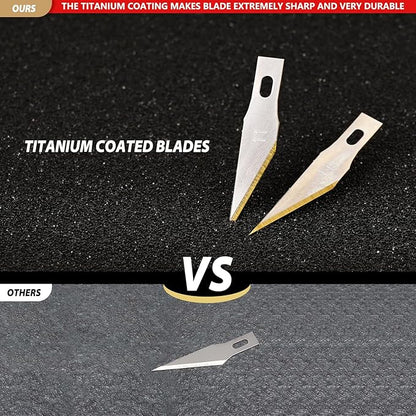EHDIS Precision Craft Hobby Knife Blades # 11 Titanium Coated Blade Refill Hobby Art Blades Cutting Tool with Storage Case for Craft, Hobby, Scrapbooking, Stencil-20 Pack (Pack of 20)