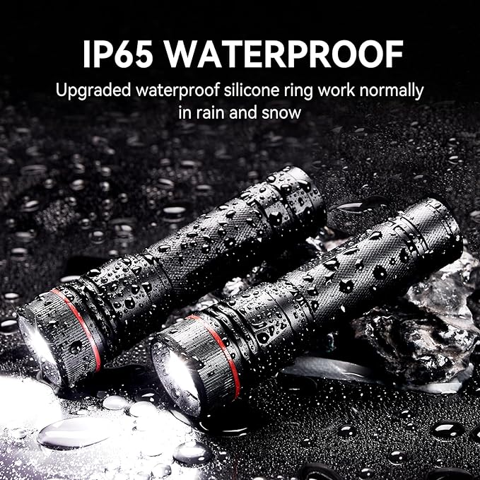 WdtPro Rechargeable Flashlights High Lumens, 2 Pack 10H Long Lasting Super Bright EDC Flashlight, LED Mini Tactical Flash Lights for Camping Emergency, Drop & Water Resistant (Battery Included)