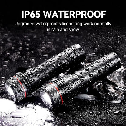 WdtPro Rechargeable Flashlights High Lumens, 2 Pack 10H Long Lasting Super Bright EDC Flashlight, LED Mini Tactical Flash Lights for Camping Emergency, Drop & Water Resistant (Battery Included)