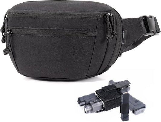SHANGRI-LA Tactical Fanny Pack for Men and Women, Low-Profile Waist Bag, Holster Included, Multi-Use for Hiking, Travel, EDC