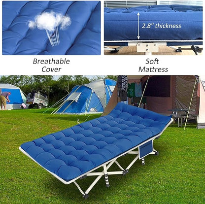 2 Pack Camping Cot with Mattress Camping Cots for Adults Cots for Sleeping with Pad Heavy Duty Guest Bed 2 Person Sleeping Cot Comfortable Include Carry Bag Indoor Outdoor Easy to Set Up