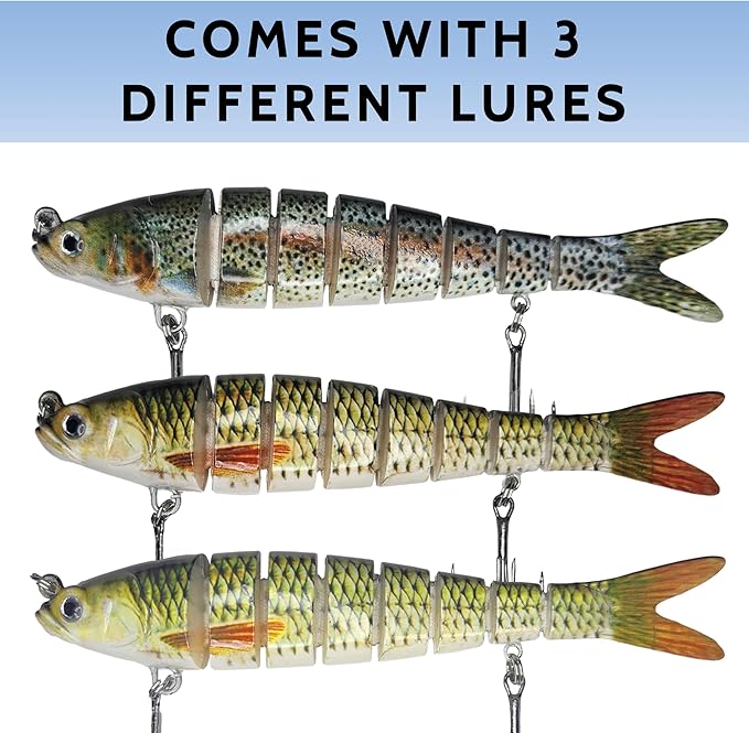 DMSE Fishing Lures for Bass Trout Crappie, Lifelike Swimbait Soft Plastic Baits with 3D Realistic Eyes, Slow Sinking Action for Freshwater and Saltwater Fishing Gifts for Men