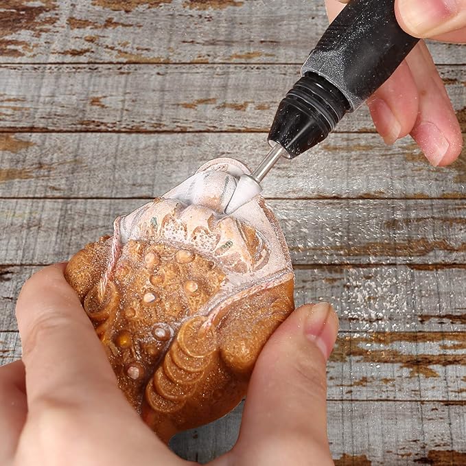 60 Grit 20Pcs Diamond Burr Set - GOXAWEE Rotary Grinding Burrs Engraving Bits Set with 1/8-inch Shank, Diamond-Coated Stone Carving Accessories Bit Universal Fitment for Rotary Tools