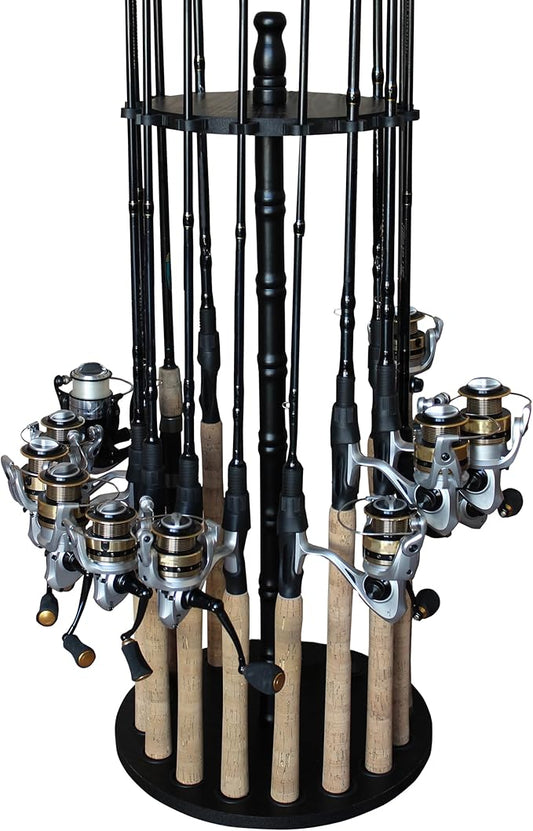 Rush Creek Creations | Fishing Rod Holder for 16 Rods, Fishing Pole Holder for Garage Organization and Storage, for Fishing Reels, Fishing Gear, Fishing Accessories, Tackle Box (360° Access)