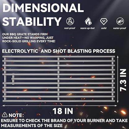 1 Pc 304 Heavy Duty Cast Stainless Steel 5/16" Rod BBQ Cooking Grill Grate Replacement Part for Blaze Grill 3, 4, 5 Burner Blaze Grill Models, AOG, RCS, Summerset Sizzler, Stainless Steel 18 x 7-3/8