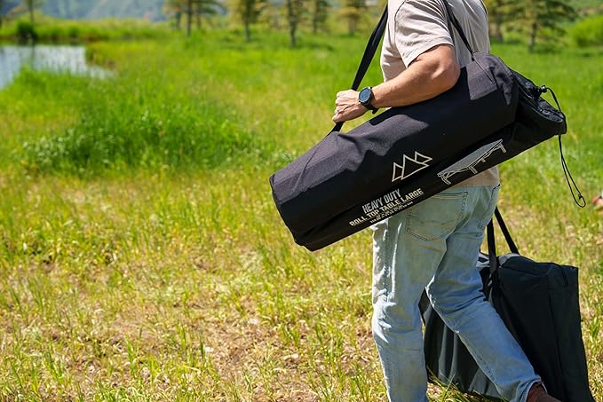 MOUNTAIN SUMMIT GEAR Heavy-Duty Roll-Top Table for Camping (Large) - Portable Aluminum-Top Folding Table with Steel Frame by Caddis Sports