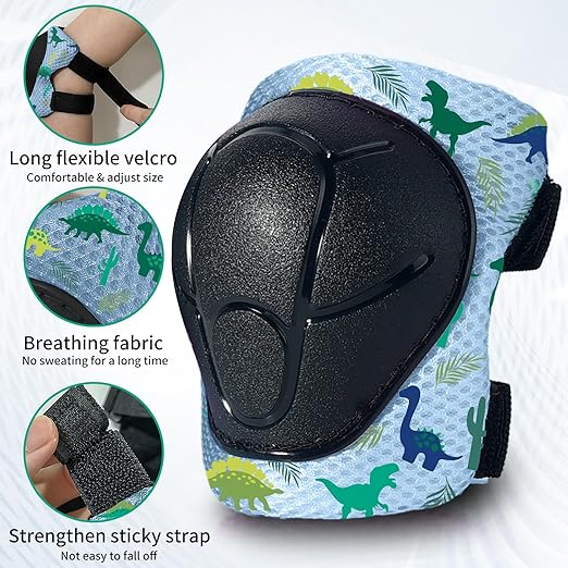 Gradient Color Kids Protective Gear Set Knee Pads for Kid 2-14 Years,W/ Adjustable Strap Kids/Youth Knee Pads Elbow Pads Wrist Guards Set for Inline Roller Skates,Cycling,BMX Bike,Skateboard,Scooter