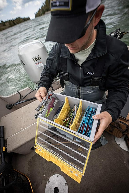 Plano EDGE Premium Plastics and Bulk Tackle Utility Box, Clear and Yellow, Rust-Resistant, Waterproof Bulk Premium Storage Organizer for Plastic Tackle