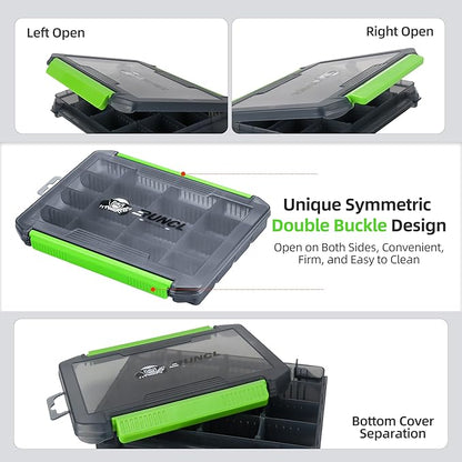 Fishing Tackle Box, Double Buckle Open Tackle Trays, Plastic Storage Parts Box with Removable Dividers for Saltwater, Freshwater, Fly Fishing, Christmas Gifts for Fisher, Dad, 1/2/4 Pack