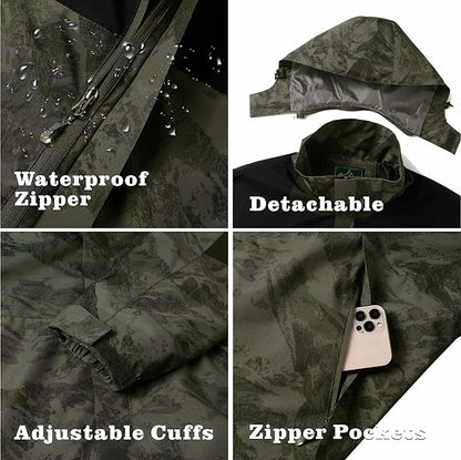 GIISAM Rain Jacket for Men, Mens Waterproof Raincoat Lightweight Rain Jackets Outdoor Rain Coat Windbreaker with Hood