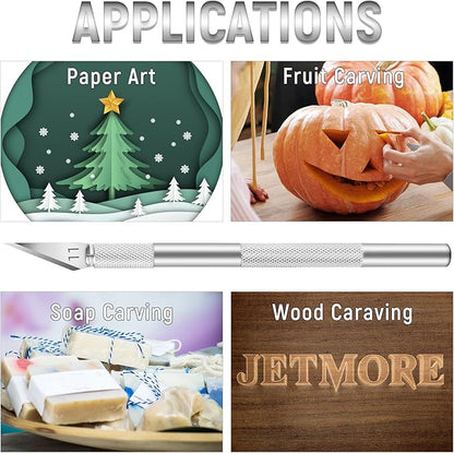 10 Pack Hobby Knife Set, Stainless Steel Craft Knife Kit for Pumpkin Carving, DIY, Art, Cutting, Stencil