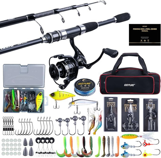 Goture Fishing Rod and Reel Combo,Fishing Pole,Telescopic Fishing Rod Kit with Spinning Reel, Telescopic Fishing Pole with Carrier Bag for Freshwater Saltwater for Men Women