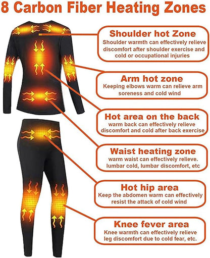 Mens Electric Heated Thermal Underwear Set Men's Winter Outdoor Sports Underwear with Battery Pack and Box