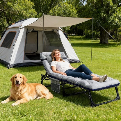 DoCred Heavy Duty Chaise Lounge Chair, Adjustable 5-Position Folding Chaise Lounge Chairs for Outside, Portable Lay Flat Beach Lounge Chair for Outdoor Sunbathing Beach Pool Lawn Camping