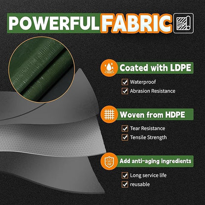 RAINDEWAY Tarps Heavy Duty Waterproof 16x20 Feet,10.5 Mil Waterproof Tarps for Outdoors,Multipurpose Poly Tarp Cover with Metal Grommets and Reinforced Edges,Green/Blue