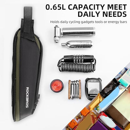 ROCKBROS Bike Frame Bag Top Bike Tube Bag Bike Triangle Bag Small Aerodynamic Bag for Triathlon and Gravel Bikes black