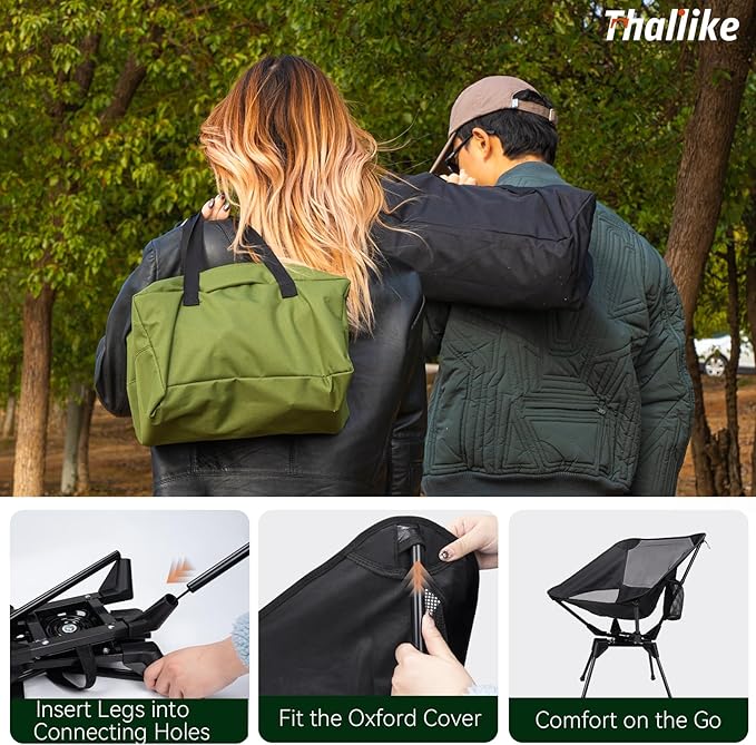 Upgraded 360° Swivel Camping Chair for Adults, Portable Folding Chair with Cup Holder, Lightweight Compact Backpack Outdoor Chair for Travel, Fishing, Hiking, and Beach