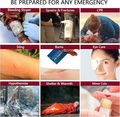 Comprehensive First aid Kits, First Aid Trauma Kit with Labelled Compartments for Cars, Home, Office, Backpacking, Camping, Traveling, and Cycling -324 Pieces