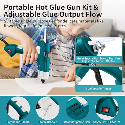 20W Hot Glue Gun with 30PCS Premium Glue Sticks, High Temp 90S Fast Heating Hot Melt Gun with Adjustable Glue Output Device for Crafting,Home Repairs,School DIY Projects (Blue)