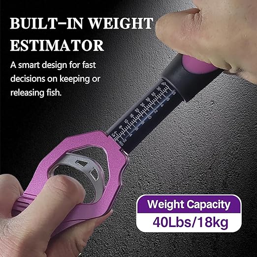 Eupheng 11.8'' Heavy-Duty Fish Gripper with Scale Rustproof Aluminum Body, Non-Slip Rubber Handle, Built-in Weight Estimator & Wrist Lanyard