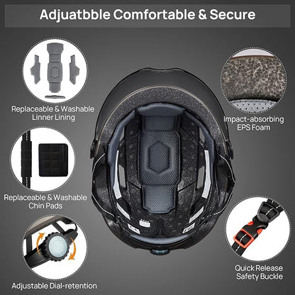 ILM Adult Bike Helmet with USB Rechargeable LED Front and Back Light Mountain&Road Bicycle Helmets for Men Women Removable Goggle Cycling Helmet E3-10L