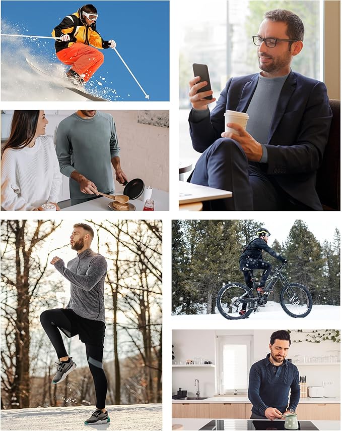 Runhit Mens Thermal Underwear Set：Fleece Lined Long Johns for Men Thermal Shirts and Pants Base Layer Cold Weather Thermals