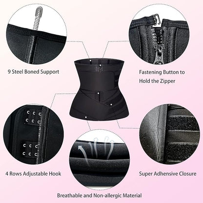 GainKee Clip and Zip Waist Trainer Corset Women Neoprene Worked Out Sweat Vest Body Shaper