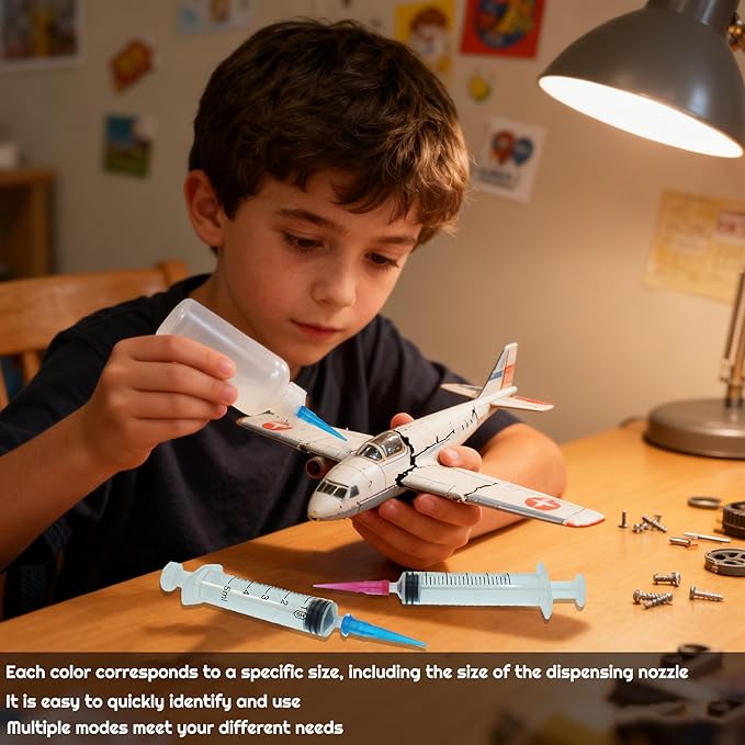 VIBICCK 7sizes, 144 blunt tip glue dispensing nozzles Blunt-nosed needle glue applicator, used for applying industrial liquids, adhesives, inks, perfumes,All-plastic