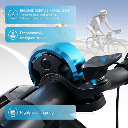 Greallthy Bike Bell, Aluminum Alloy Bicycle Bell with Clear Loud Sound, Bike Bells for Adults and Kids, Sturdy and Compact Bell Fits 0.75-1in(19-25.4mm) Handlebar for Mountain, Road Bikes.