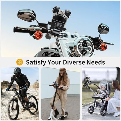 Miracase Motorcycle Phone Mount, One Touch Release and Lock Bike Phone Holder, Bicycle Scooter Handlebar Phone Mount Holder, Bike Phone Mount Compatible with iPhone Google Samsung