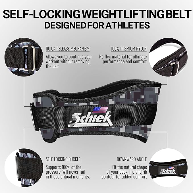 Schiek Sports Model 2004 Nylon 4 3/4" Weight Lifting Belt - Black