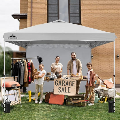 EAGLE PEAK Pop Up Canopy Tent with 1 Sidewall, Easy Setup Event Tent, Outdoor Sun Shade, Wheeled Carry Bag, Stakes and Guy Ropes, Instant Canopy 10x10, White