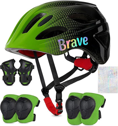 Kids Helmet 3-8 Adjustable Toddler Helmets with Kids Knee Pads and Elbow Pads Set for Cycling, Scooters, Skateboarding, Skating