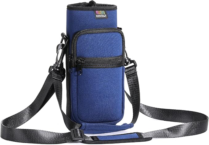 Nuovoware Water Bottle Carrier Bag,25oz/40oz/64oz Bottle Pouch Holder,Adjustable Shoulder Hand Strap 2 Pocket Sling Neoprene Sleeve Sports Accessories for Hiking Travelling Camping