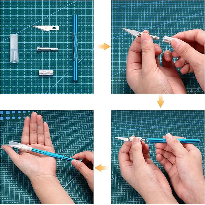 15 Pack Exacto Knife Set, Hobby Knife, Back to School Supplies Craft Knifes Kit for Art, Carving, DIY, Scrapbooking, Art, Cutting, Stencil(Blue)