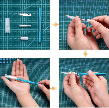 15 Pack Exacto Knife Set, Hobby Knife, Back to School Supplies Craft Knifes Kit for Art, Carving, DIY, Scrapbooking, Art, Cutting, Stencil(Blue)