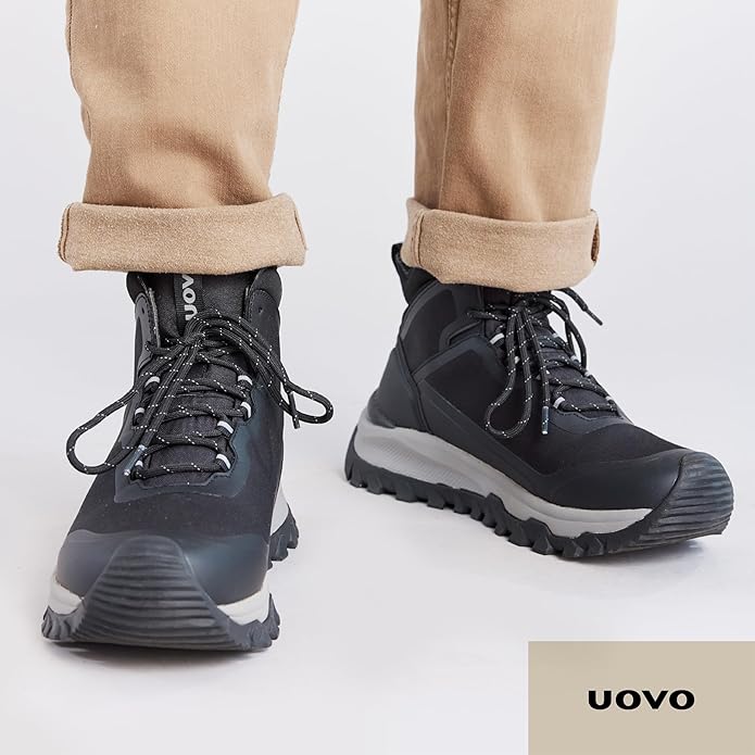 UOVO Men's Waterproof Hiking Boots – All-Season Non-Slip Outdoor Work & Trail Footwear