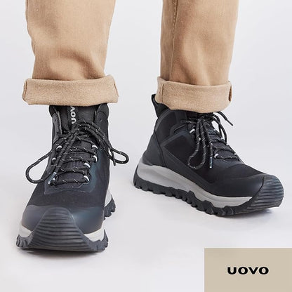 UOVO Men's Waterproof Hiking Boots – All-Season Non-Slip Outdoor Work & Trail Footwear