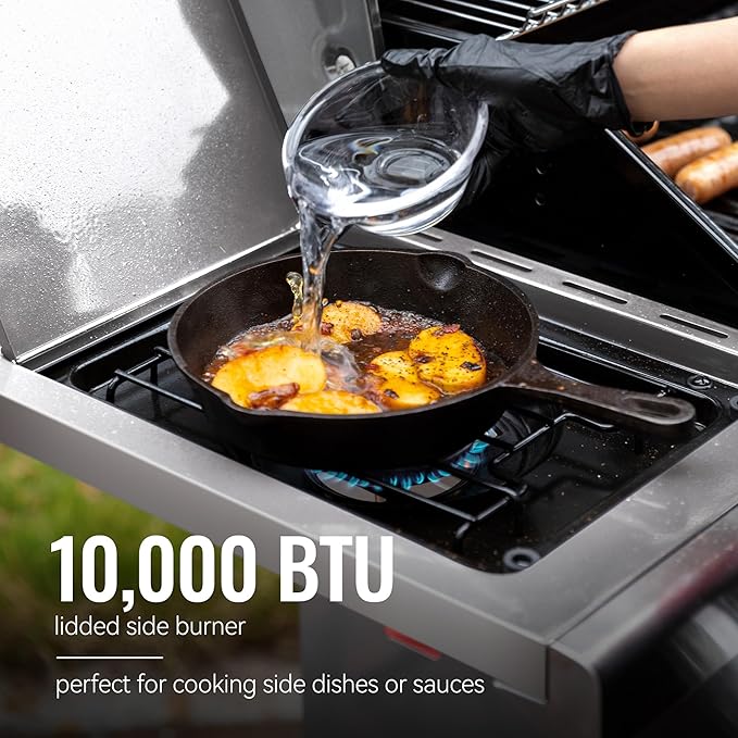 Royal Gourmet 5-Burner Propane Gas Grill with Side Burner, Stainless Steel Barbeque Grills, Silver, GA5404S