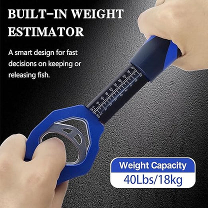 Eupheng 11.8'' Heavy-Duty Fish Gripper with Scale Rustproof Aluminum Body, Non-Slip Rubber Handle, Built-in Weight Estimator & Wrist Lanyard